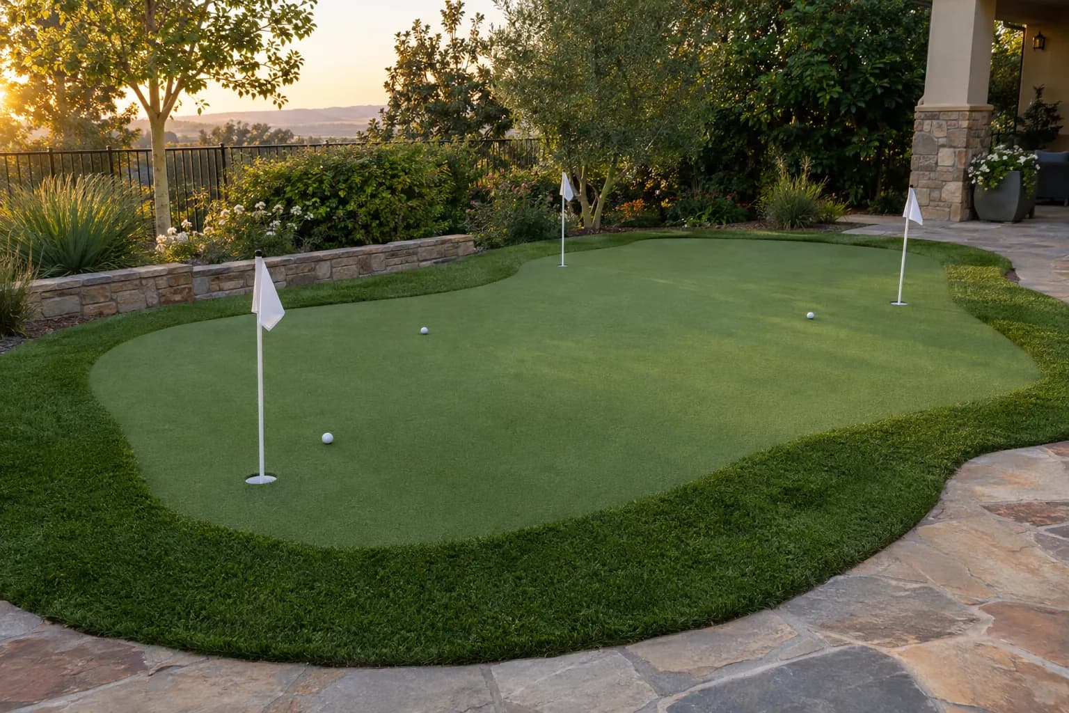 Short, tight turf for backyard putting greens.